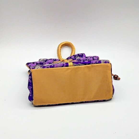 Chinese Purple Gold Silk Brocade Bag - Picture 6 of 6
